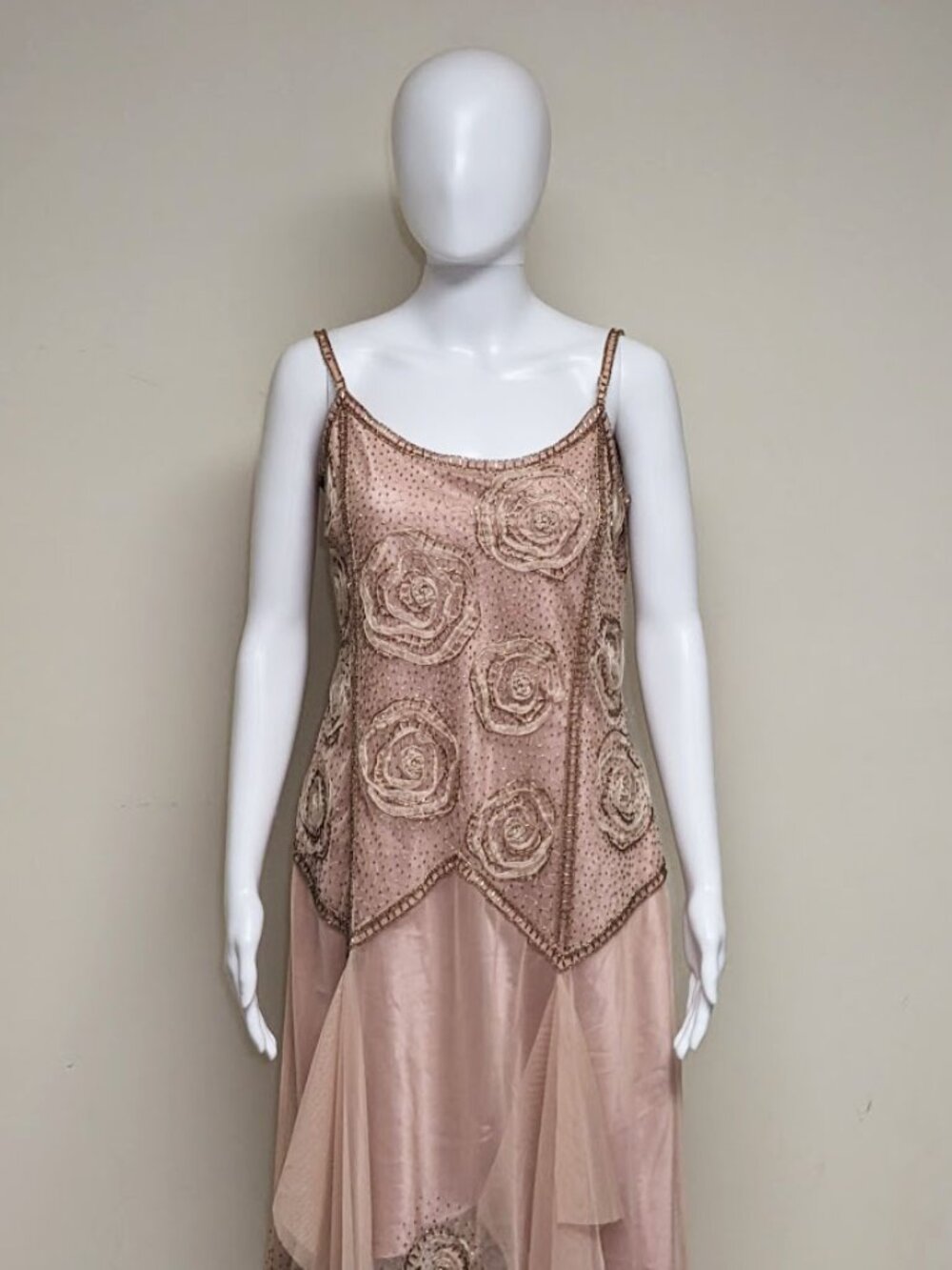 Vint. SUE WONG Nocturne 20s Style Beaded & Embroidered Dress w/ Matching Scarf - Picture 3 of 8